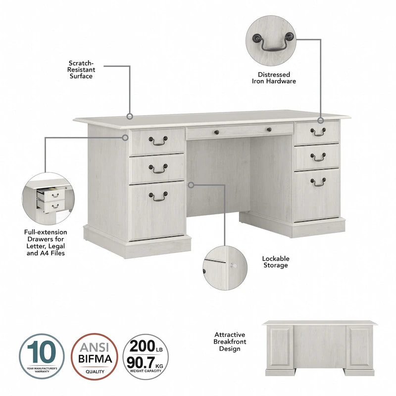 Executive Desk with Drawers and Storage