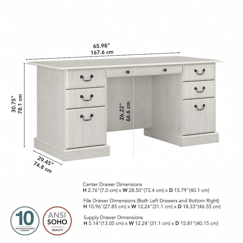 Executive Desk with Drawers and Storage