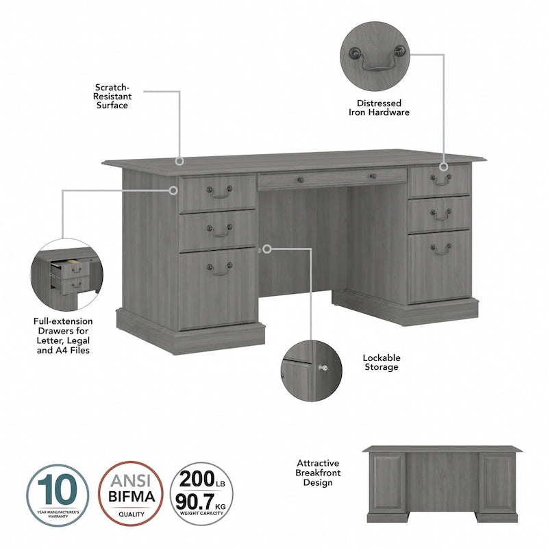 Executive Desk with Drawers and Storage