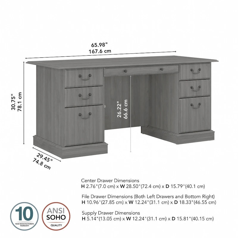 Executive Desk with Drawers and Storage