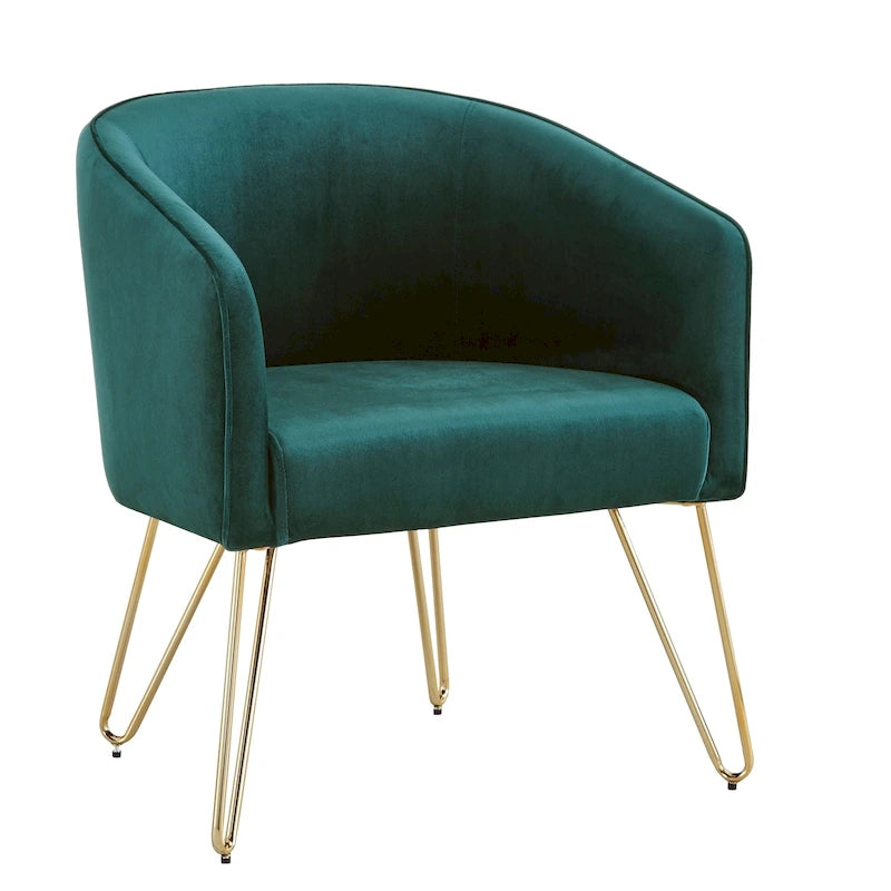 Gold Finish Velvet Accent Chair
