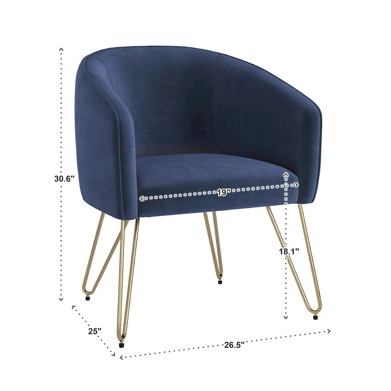 Gold Finish Velvet Accent Chair
