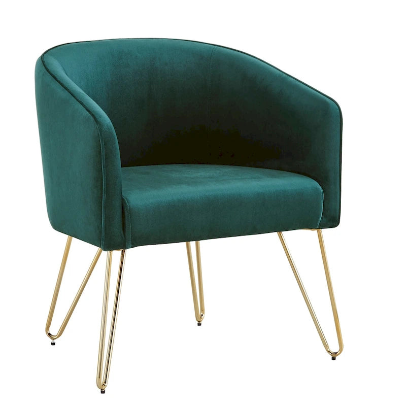 Gold Finish Velvet Accent Chair