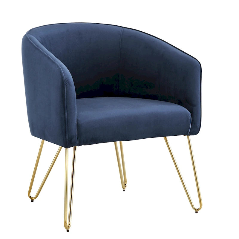 Gold Finish Velvet Accent Chair