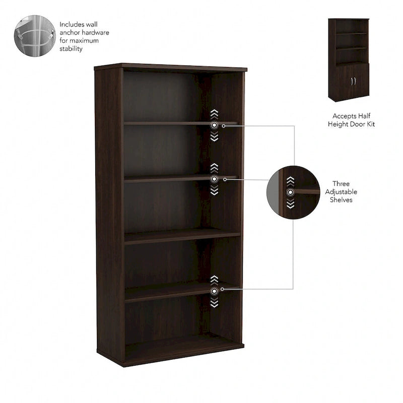 Tall 5 Shelf Bookcase