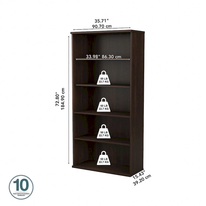 Tall 5 Shelf Bookcase
