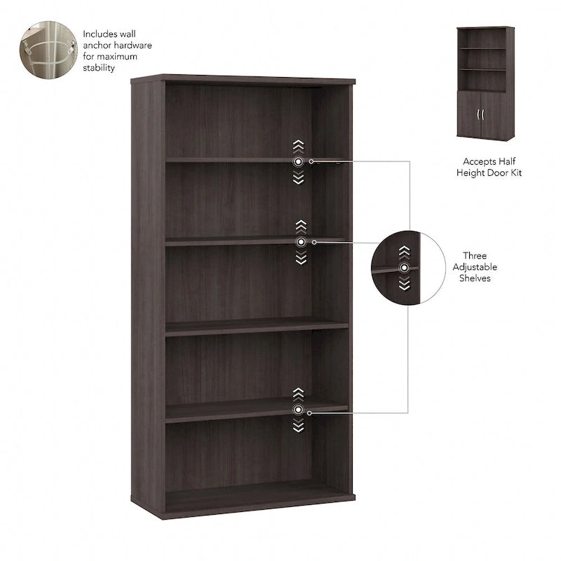 Tall 5 Shelf Bookcase
