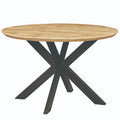 47 Modern Round Wood Dining Table With X-Cross Geometric Metal Base for Dining Room & Kitchen