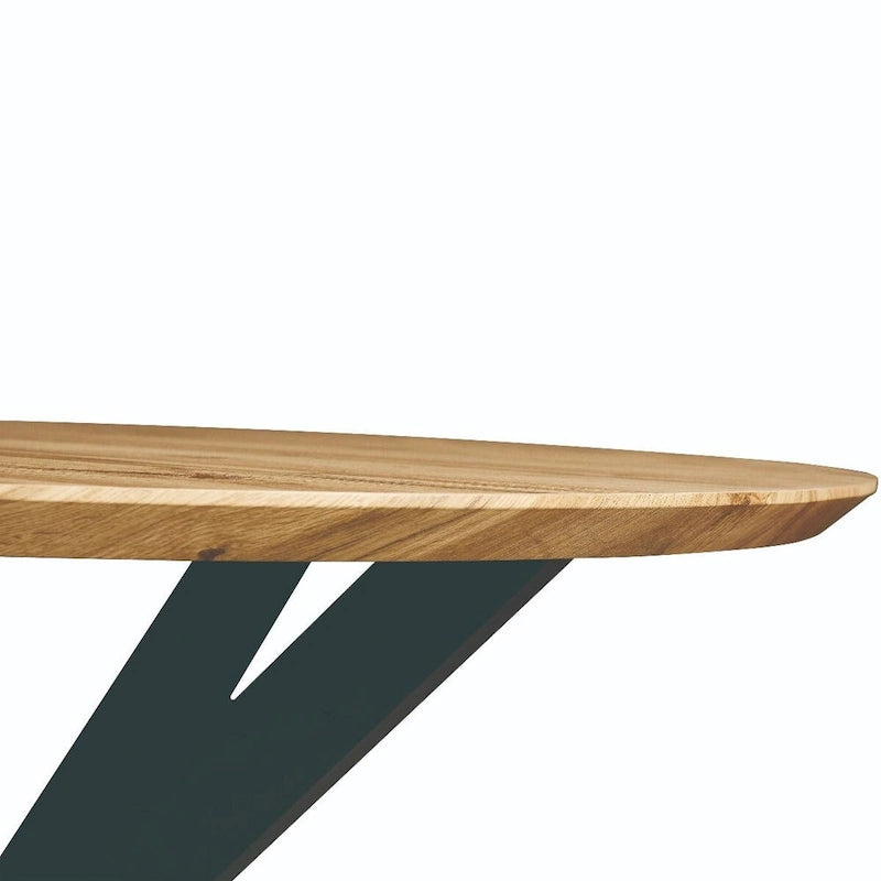 47 Modern Round Wood Dining Table With X-Cross Geometric Metal Base for Dining Room & Kitchen