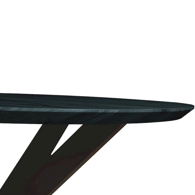 47 Modern Round Wood Dining Table With X-Cross Geometric Metal Base for Dining Room & Kitchen