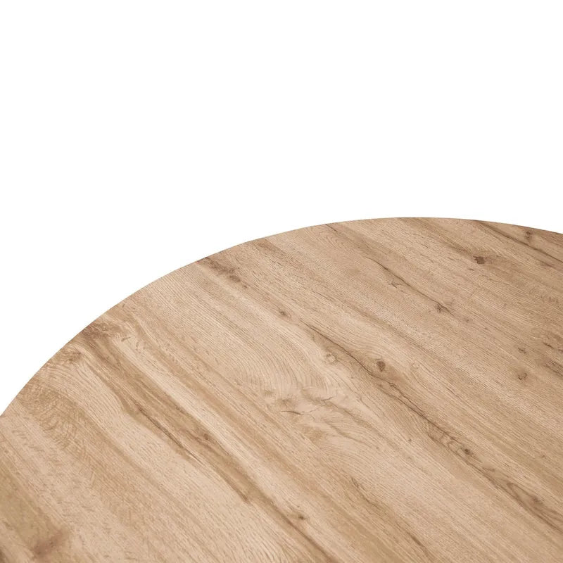 47 Modern Round Wood Dining Table With X-Cross Geometric Metal Base for Dining Room & Kitchen