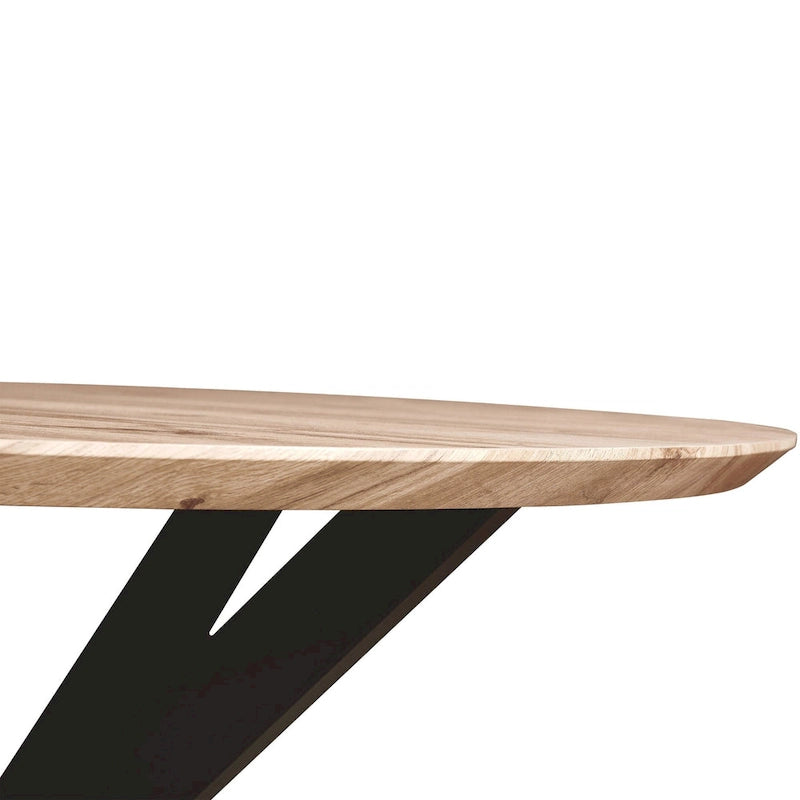 47 Modern Round Wood Dining Table With X-Cross Geometric Metal Base for Dining Room & Kitchen