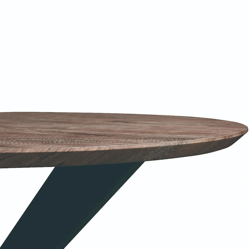 47 Modern Round Wood Dining Table With X-Cross Geometric Metal Base for Dining Room & Kitchen