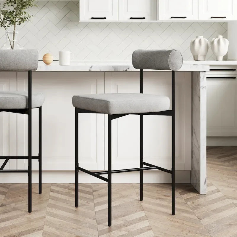 Counter Height Barstool or Dining Chair with Back and Upholstered Cushion