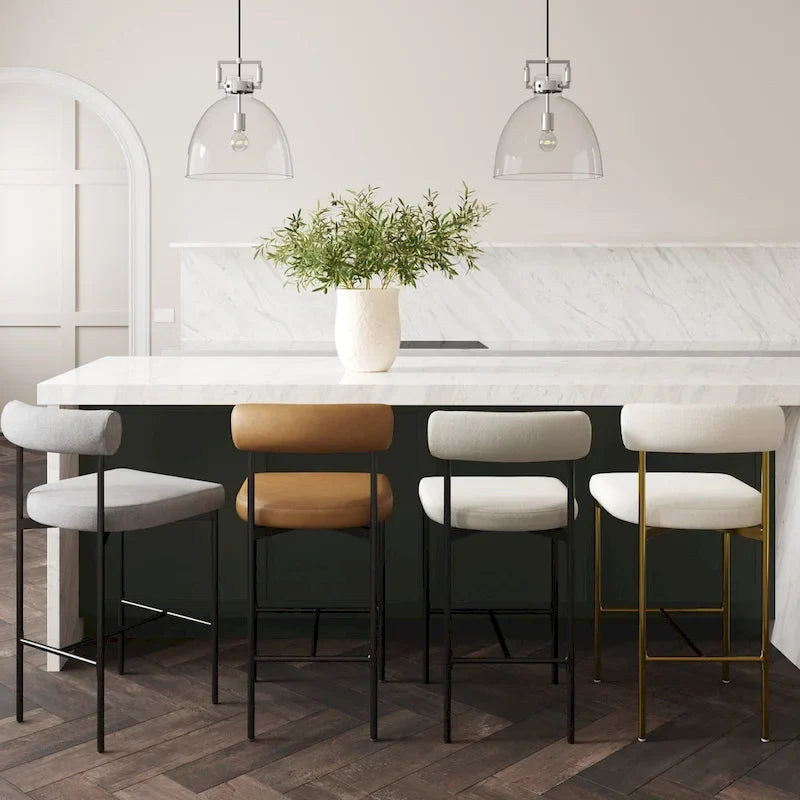 Counter Height Barstool or Dining Chair with Back and Upholstered Cushion
