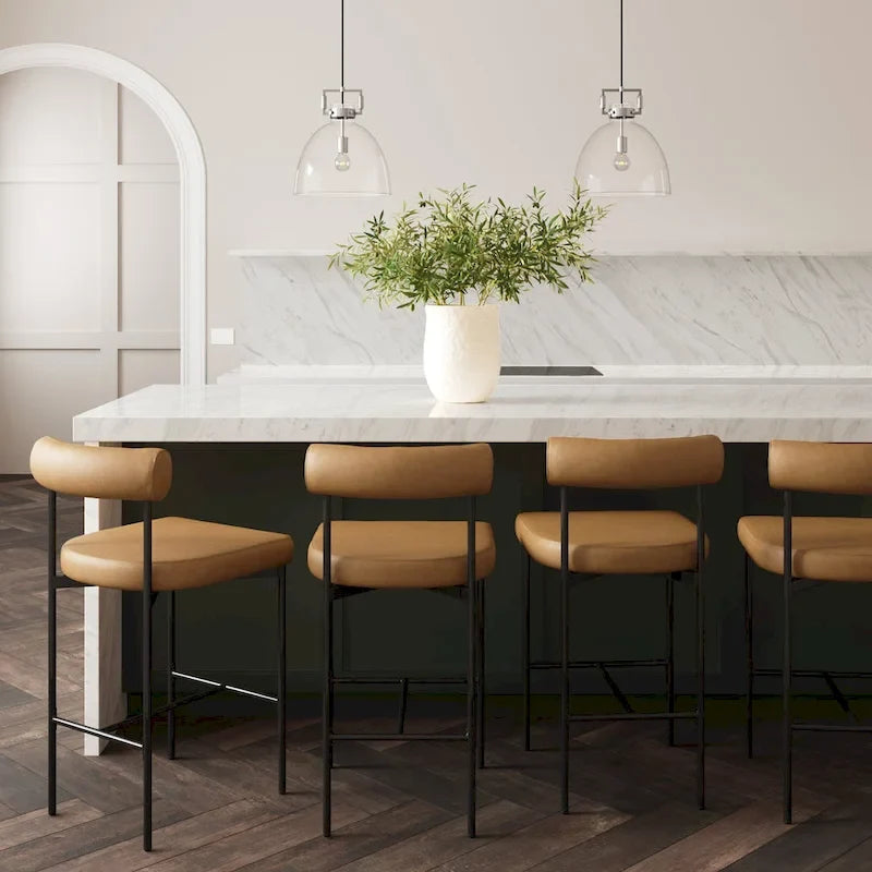 Counter Height Barstool or Dining Chair with Back and Upholstered Cushion