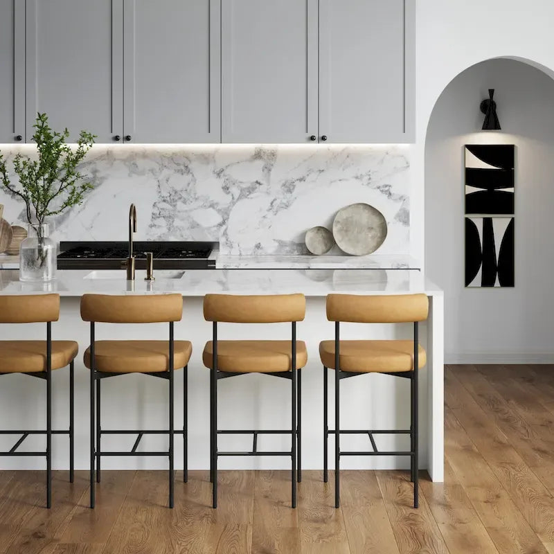 Counter Height Barstool or Dining Chair with Back and Upholstered Cushion