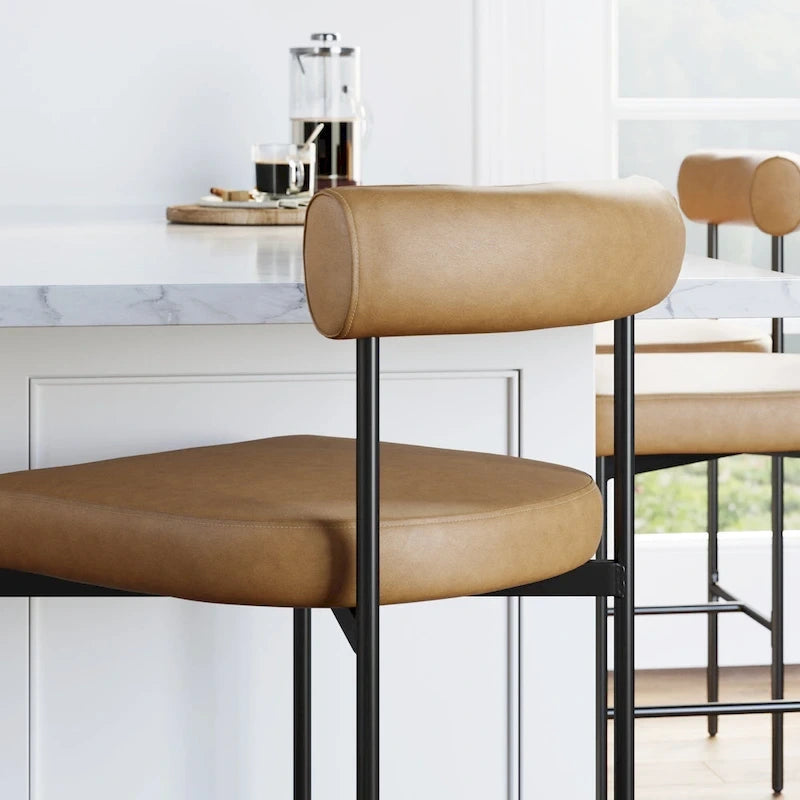 Counter Height Barstool or Dining Chair with Back and Upholstered Cushion