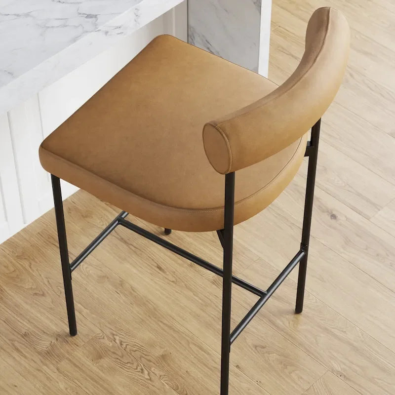 Counter Height Barstool or Dining Chair with Back and Upholstered Cushion