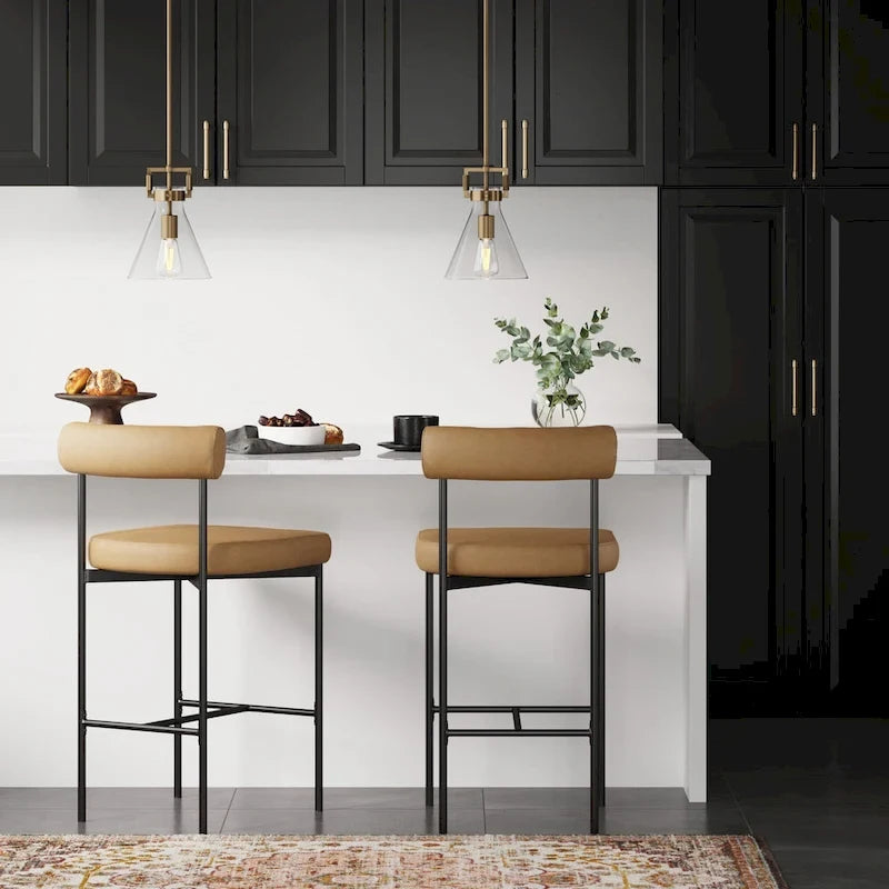 Counter Height Barstool or Dining Chair with Back and Upholstered Cushion