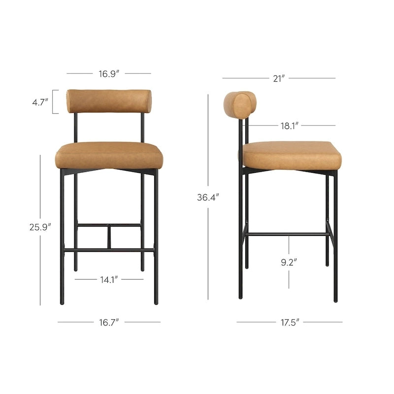 Counter Height Barstool or Dining Chair with Back and Upholstered Cushion
