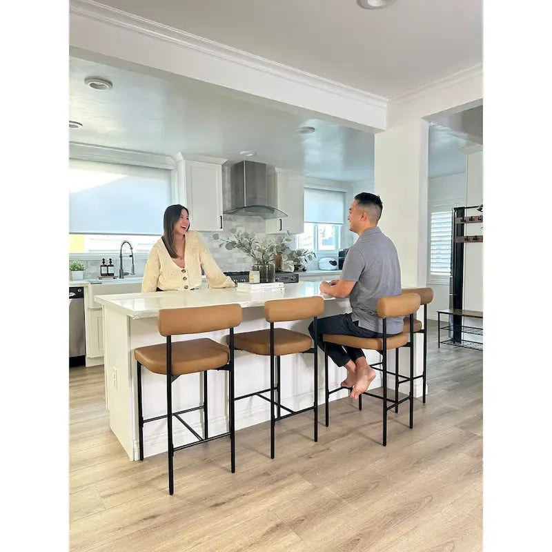 Counter Height Barstool or Dining Chair with Back and Upholstered Cushion