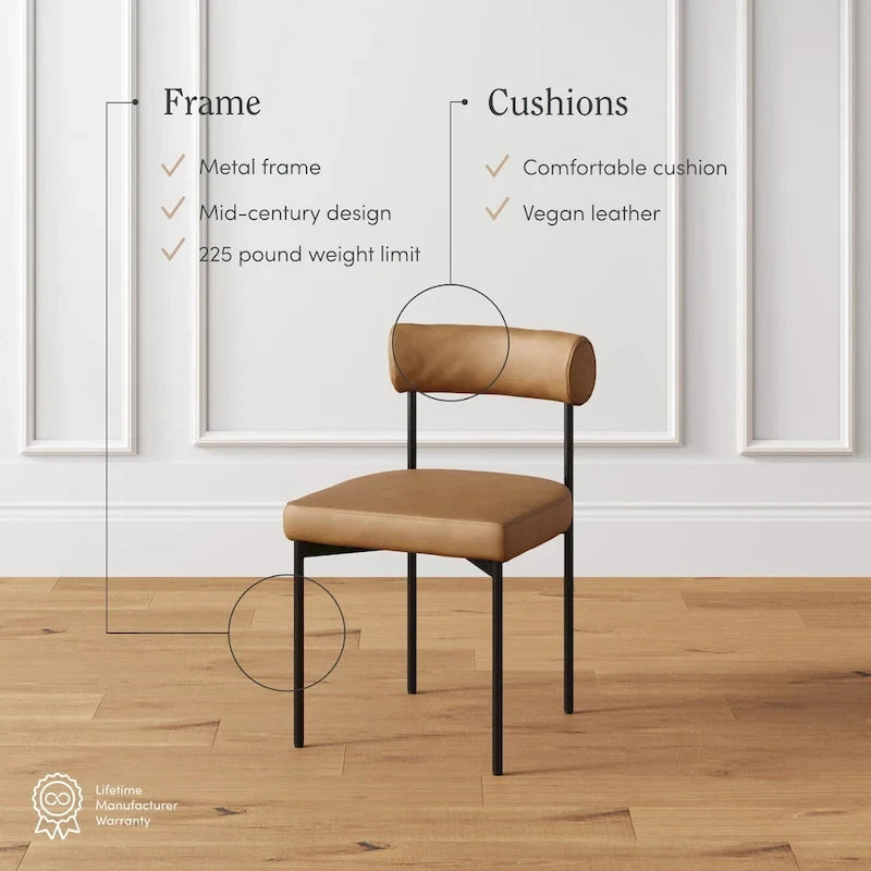 Counter Height Barstool or Dining Chair with Back and Upholstered Cushion