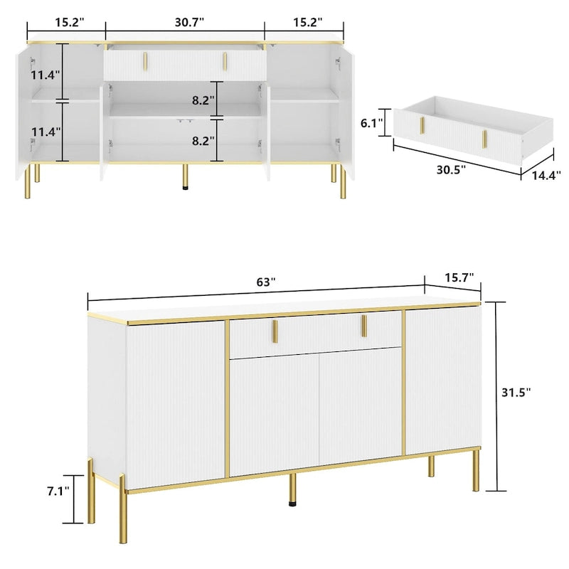 Sideboard Dresser Cabinet Storage Console Televison Table Pop-up Door