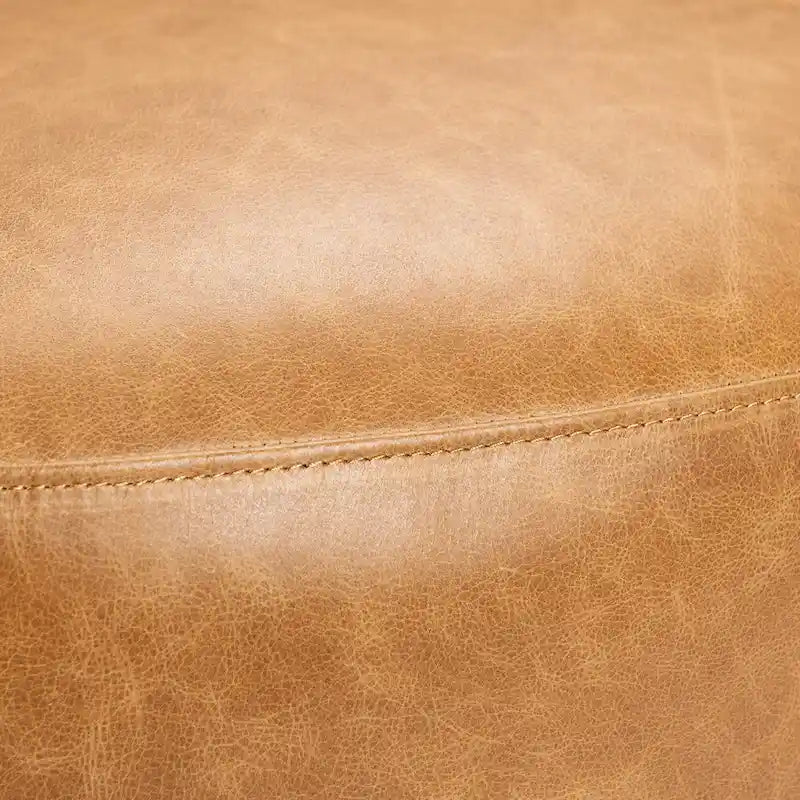 Modern Top Grain Genuine Leather Swivel Armchair with Pillow