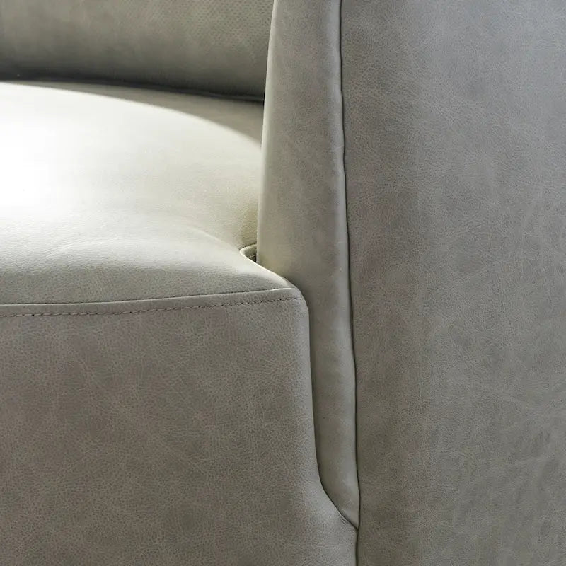 Modern Top Grain Genuine Leather Swivel Armchair with Pillow