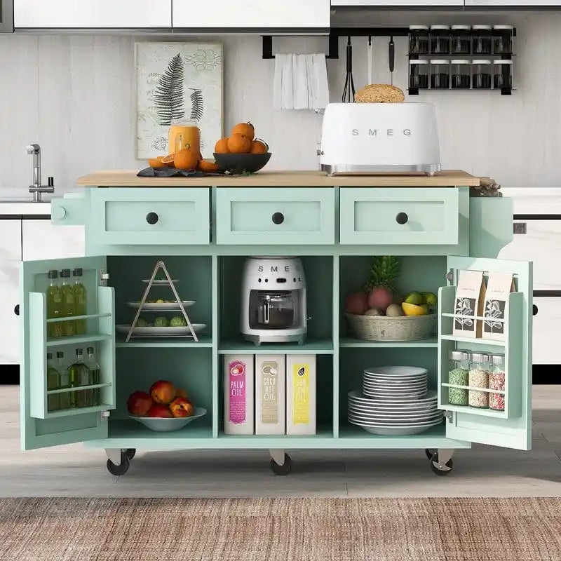 Drop-Leaf Counter top Kitchen Cart ,Kitchen Island with 3 Drawers