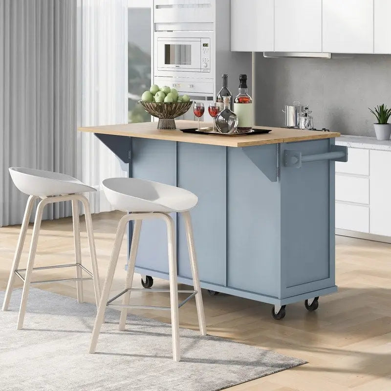 Drop-Leaf Counter top Kitchen Cart ,Kitchen Island with 3 Drawers