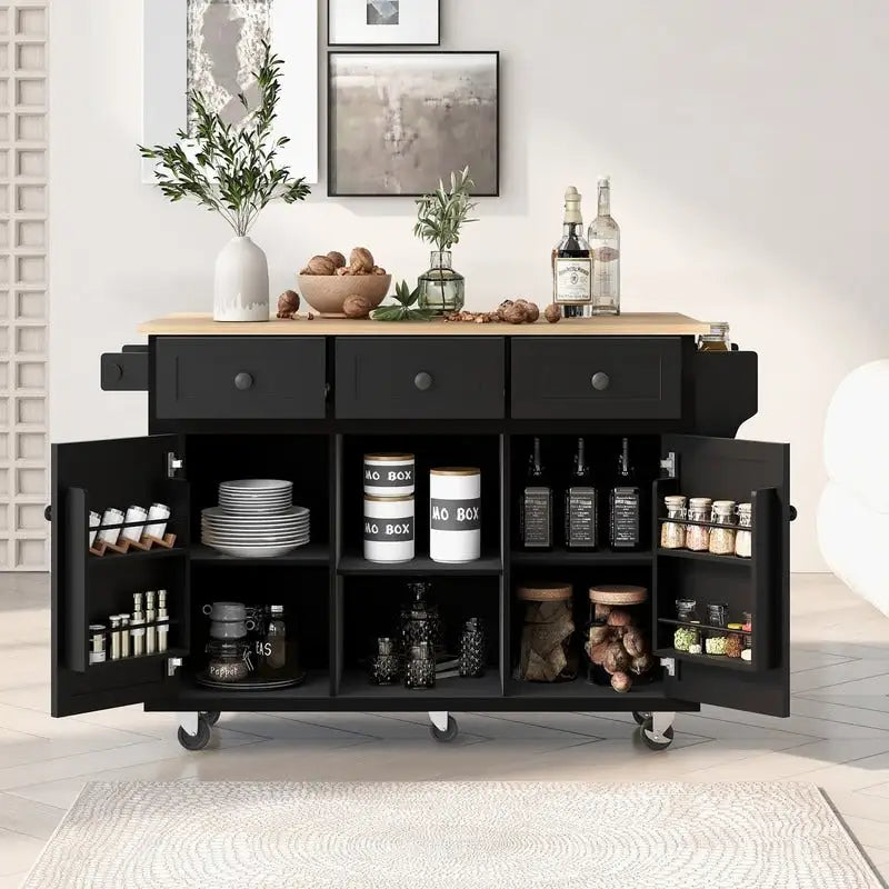 Drop-Leaf Counter top Kitchen Cart ,Kitchen Island with 3 Drawers