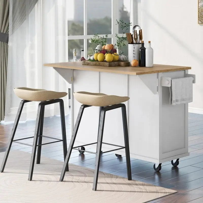 Drop-Leaf Counter top Kitchen Cart ,Kitchen Island with 3 Drawers