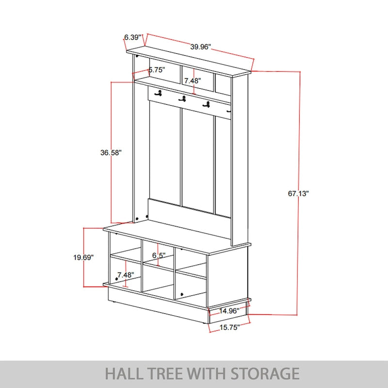 Modern and Contemporary Hall Tree with Storage