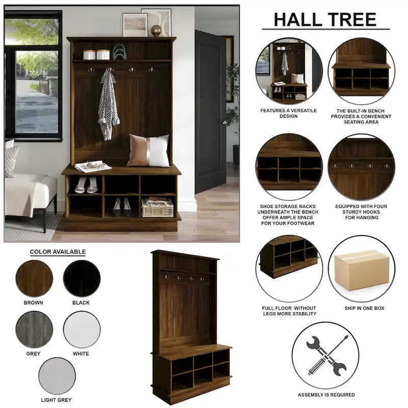Modern and Contemporary Hall Tree with Storage