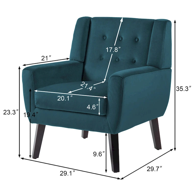 Velvet Upholstered Armchair Tufted Accent Chair