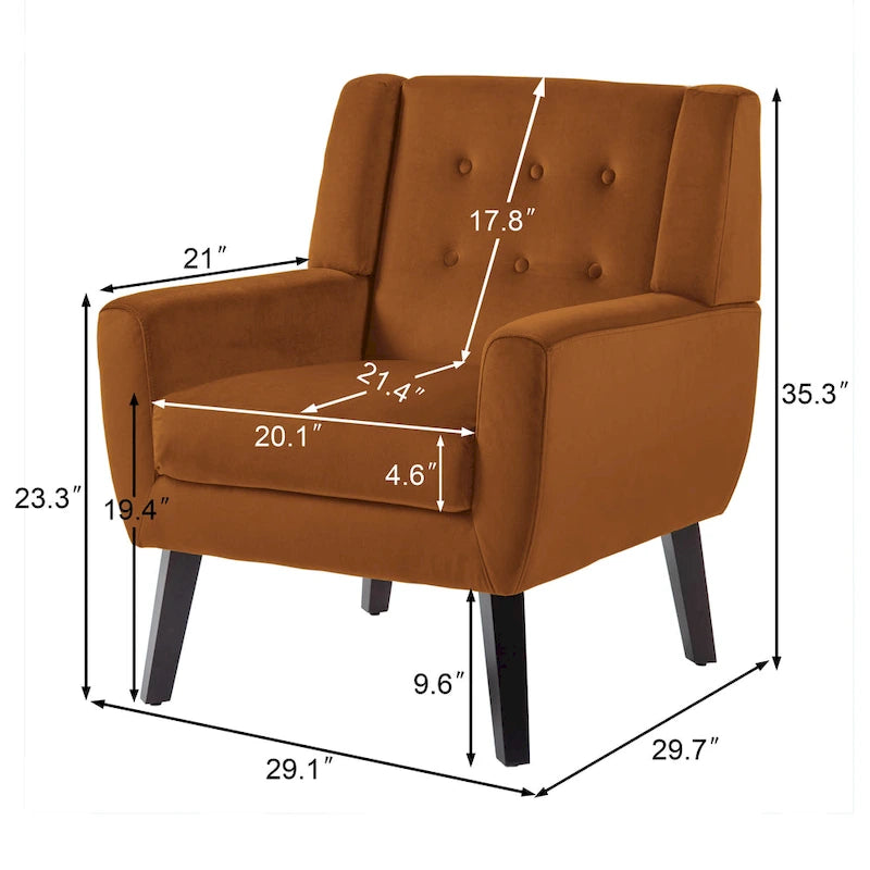 Velvet Upholstered Armchair Tufted Accent Chair