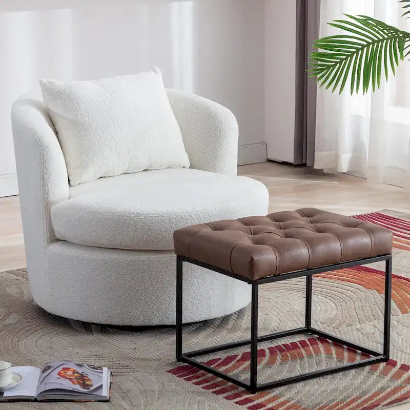 Swivel Barrel Chair with Lamb Wool Fabric