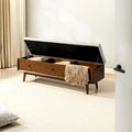 Mid-century Tufted Storage Bench with 45-degree splicing design