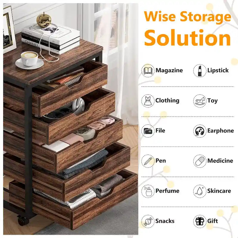 5 Drawer Chest & 7 Drawer Chest Wood Storage Drawer Cabinet Organizer
