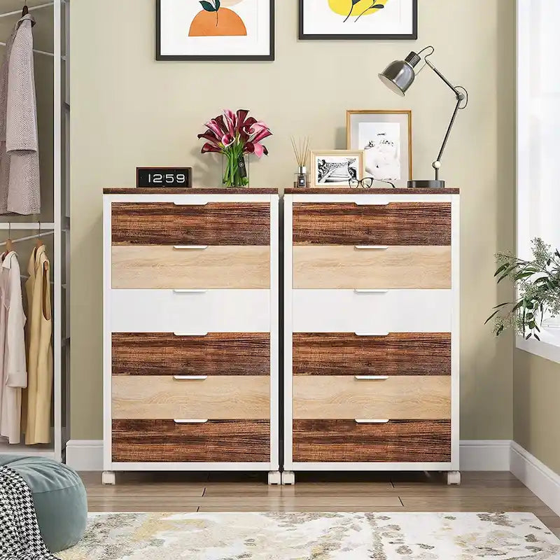 5 Drawer Chest & 7 Drawer Chest Wood Storage Drawer Cabinet Organizer
