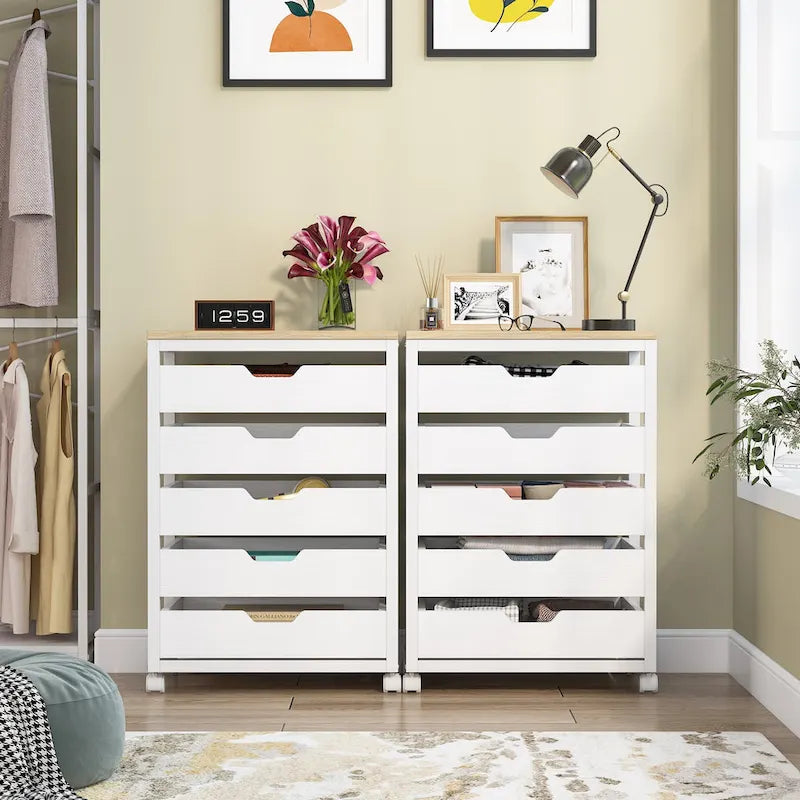 5 Drawer Chest & 7 Drawer Chest Wood Storage Drawer Cabinet Organizer