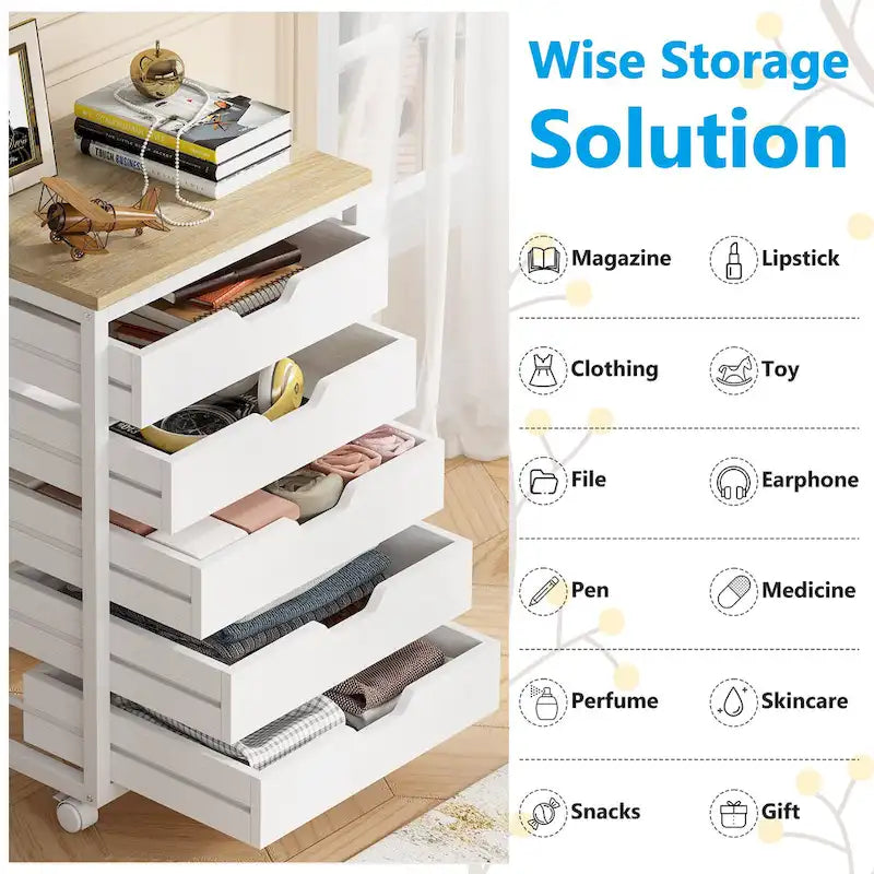 5 Drawer Chest & 7 Drawer Chest Wood Storage Drawer Cabinet Organizer