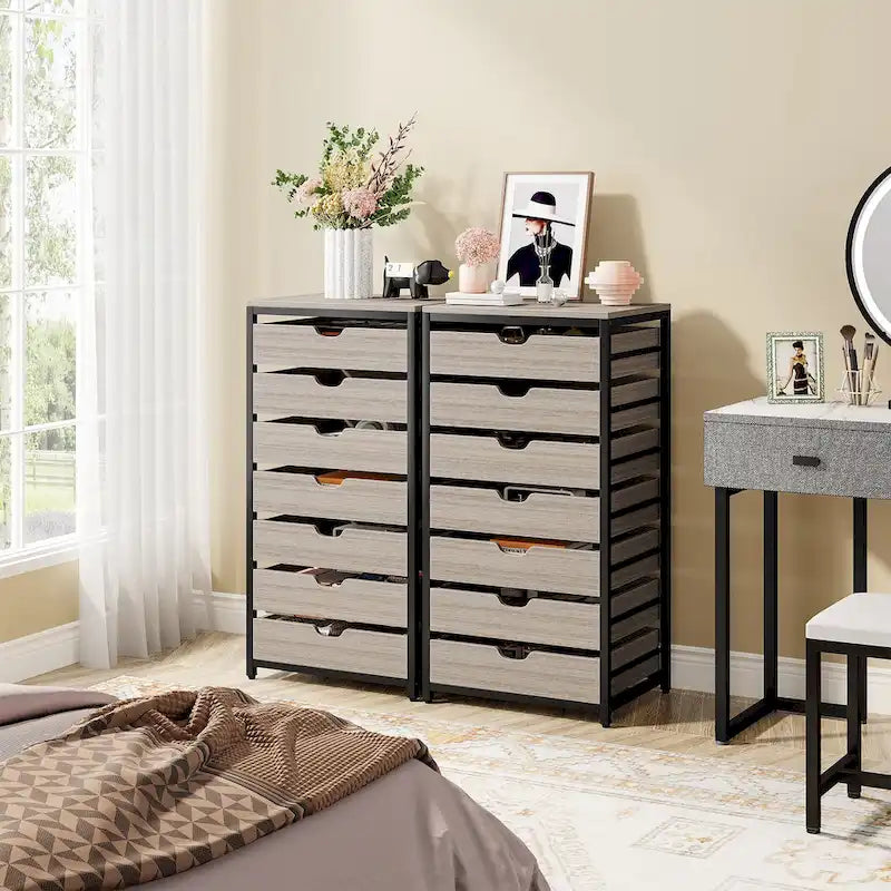 5 Drawer Chest & 7 Drawer Chest Wood Storage Drawer Cabinet Organizer