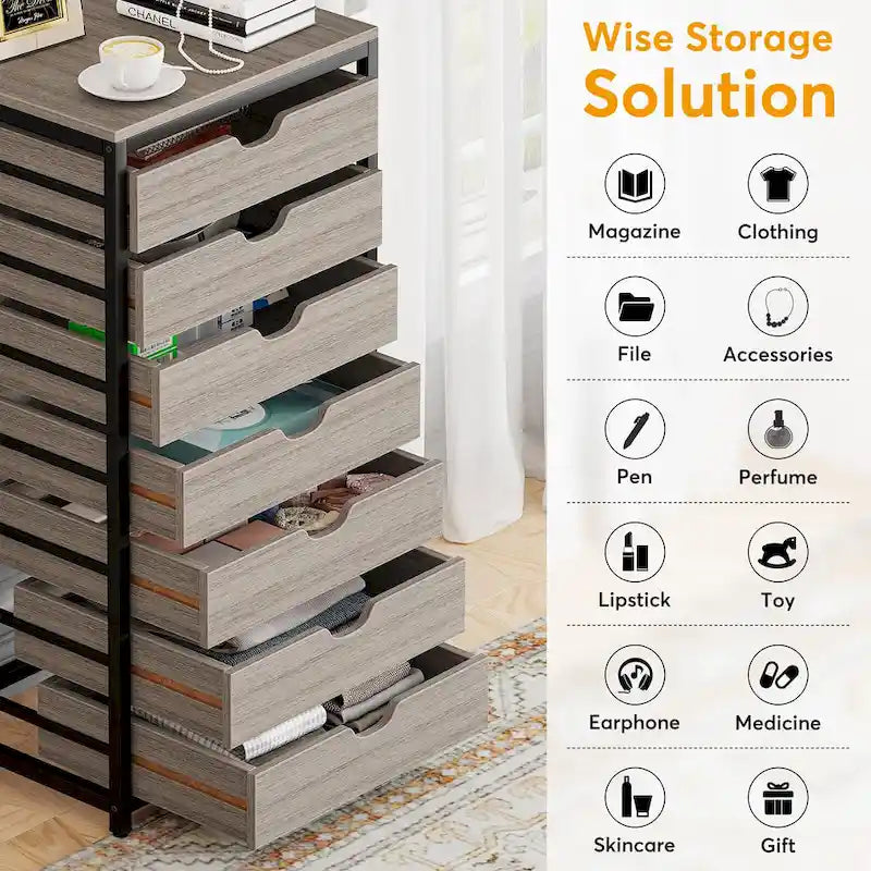 5 Drawer Chest & 7 Drawer Chest Wood Storage Drawer Cabinet Organizer