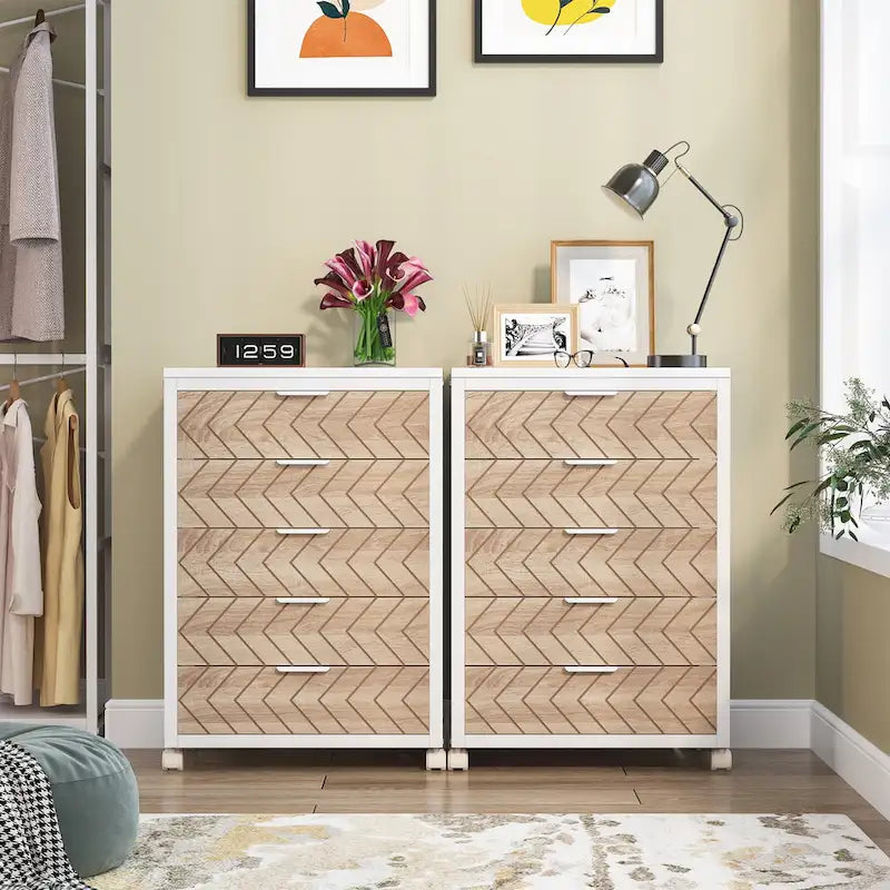 5 Drawer Chest & 7 Drawer Chest Wood Storage Drawer Cabinet Organizer
