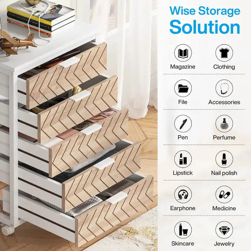 5 Drawer Chest & 7 Drawer Chest Wood Storage Drawer Cabinet Organizer