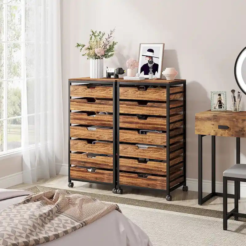 5 Drawer Chest & 7 Drawer Chest Wood Storage Drawer Cabinet Organizer