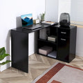 L Shaped Corner Computer Desk Workstation with Rotating Storage Shelves and Drawer for Home & Office